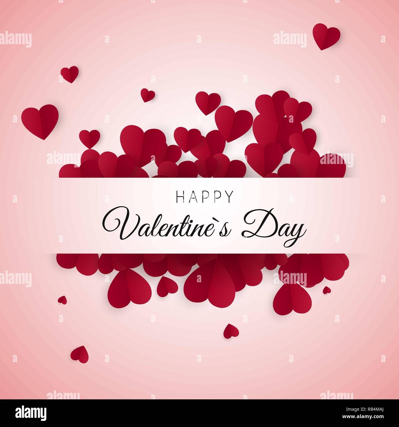 Buon San Valentino biglietto di auguri. Etichetta con un testo sulla carta cuore sfondo. Illustrazione Vettoriale Illustrazione Vettoriale