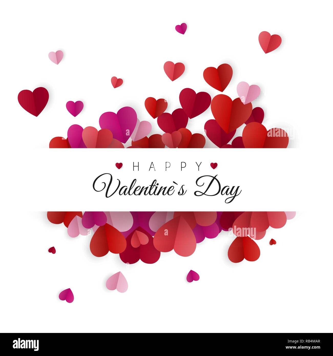 Felice il giorno di San Valentino di nozze e gli elementi di design. Sfondo bianco decorato da colorati Cuori di carta. Illustrazione Vettoriale Illustrazione Vettoriale