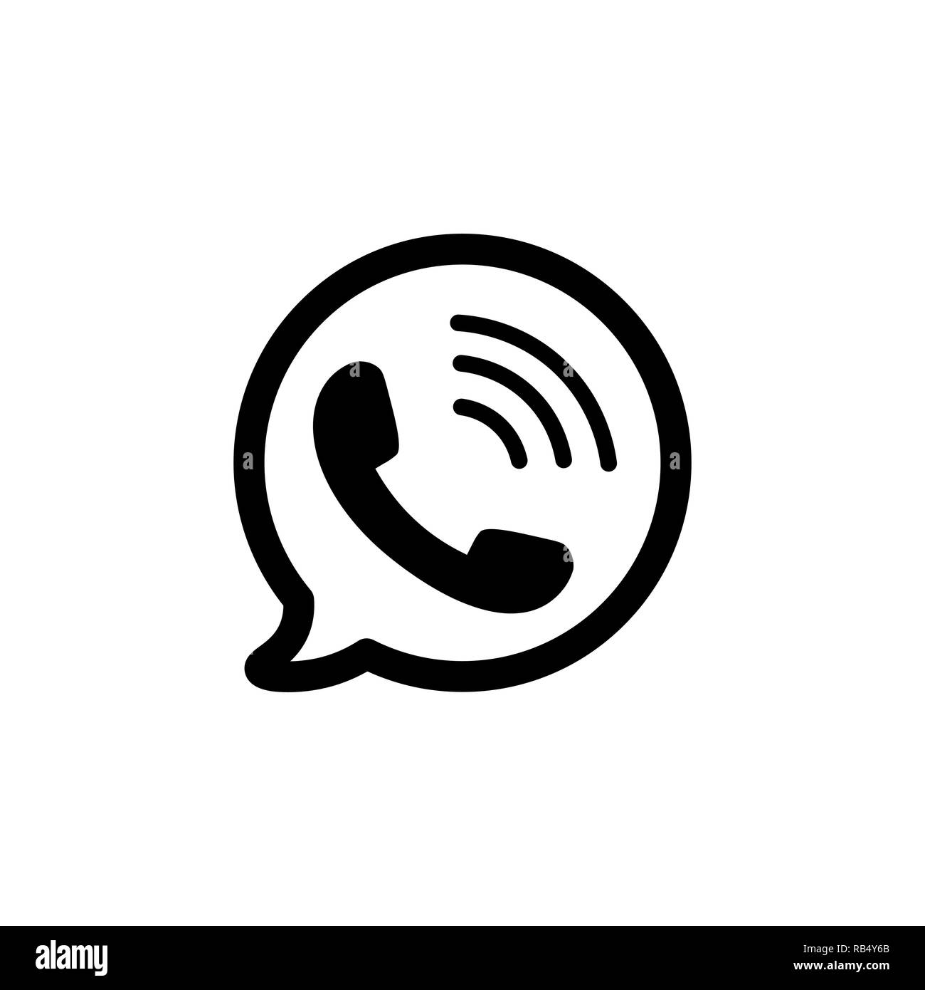 Icona del telefono. Nero simbolo di telefono in bolla Illustrazione Vettoriale