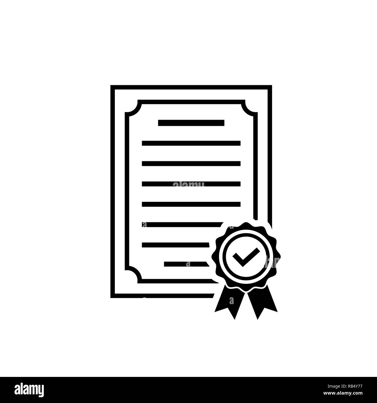 Certificato di vettore icona con rosone e controllare Illustrazione Vettoriale