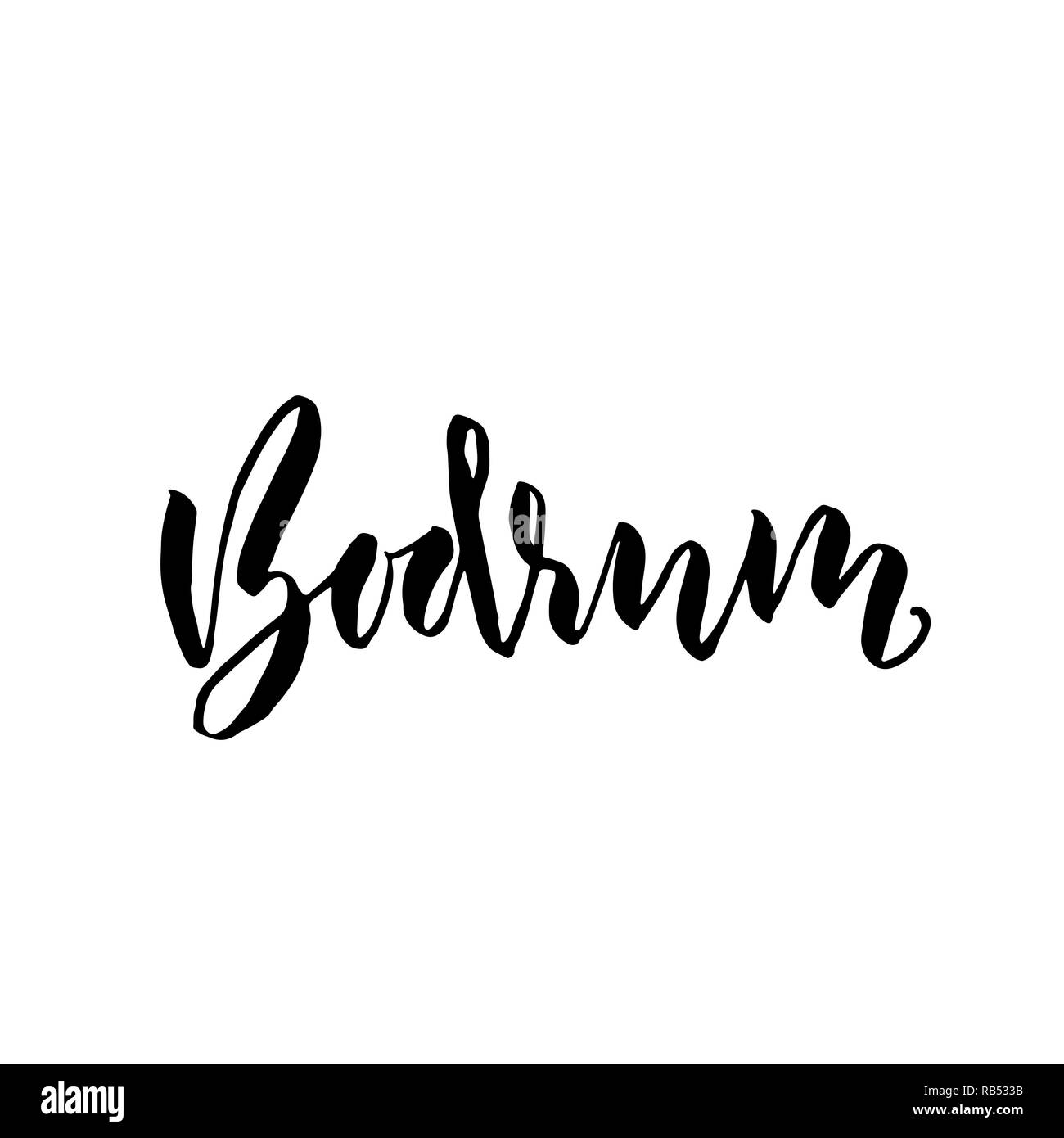 Bodrum, Turchia. Tipografia pennello asciutto lettering design. Disegnato a mano poster di calligrafia. Illustrazione Vettoriale. Illustrazione Vettoriale