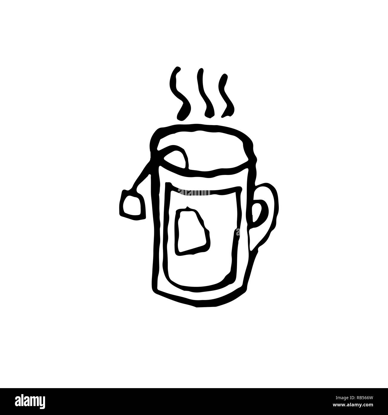 Il tè caldo cup icona grunge. Pacchetto Tè illustrazione vettoriale. Illustrazione Vettoriale