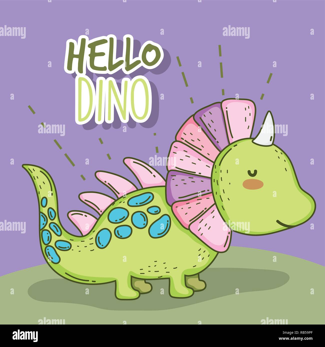 Carino styracosaurus fauna animale dino Illustrazione Vettoriale