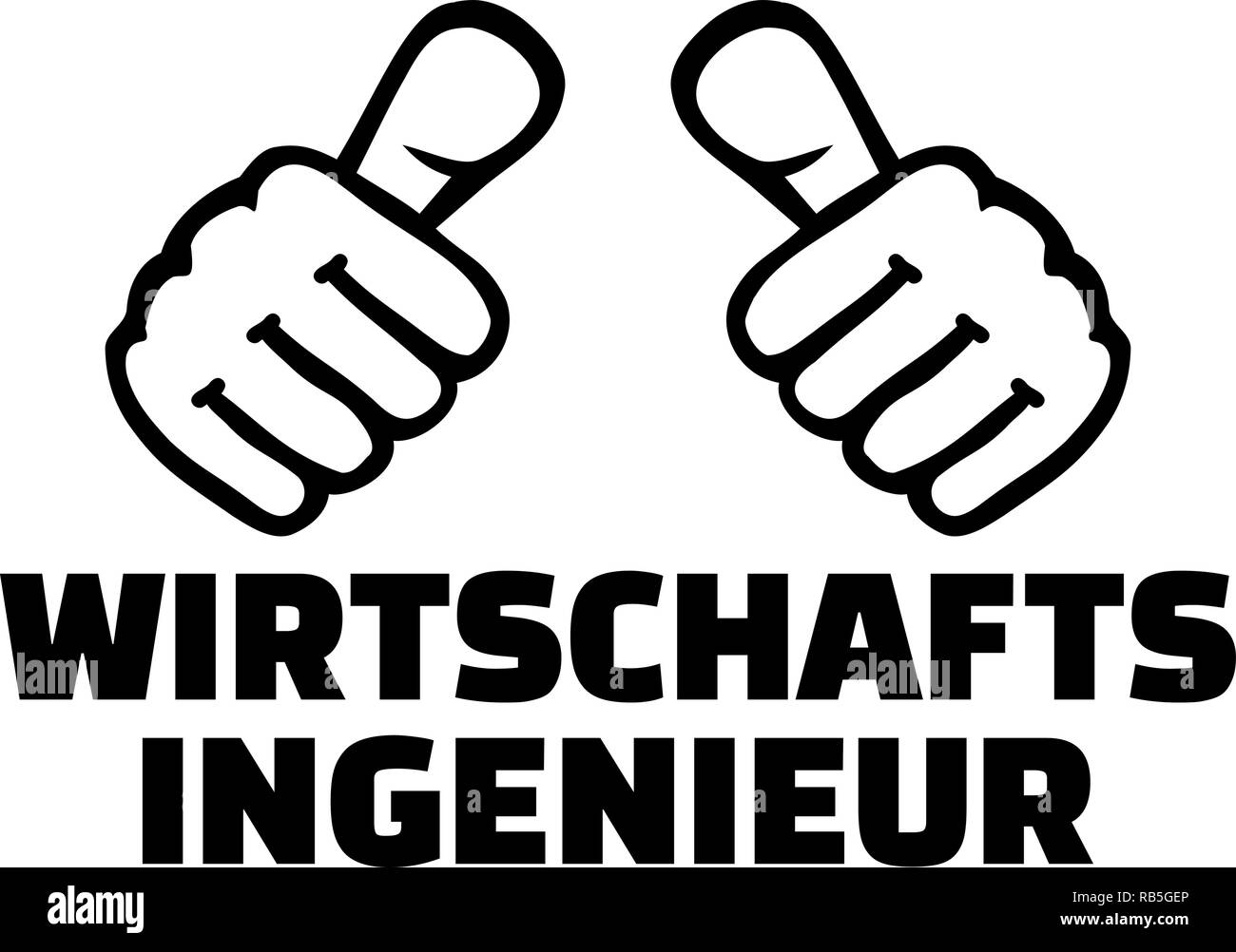 Ingegnere Industriale thumbs tedesco con titolo di lavoro Illustrazione Vettoriale