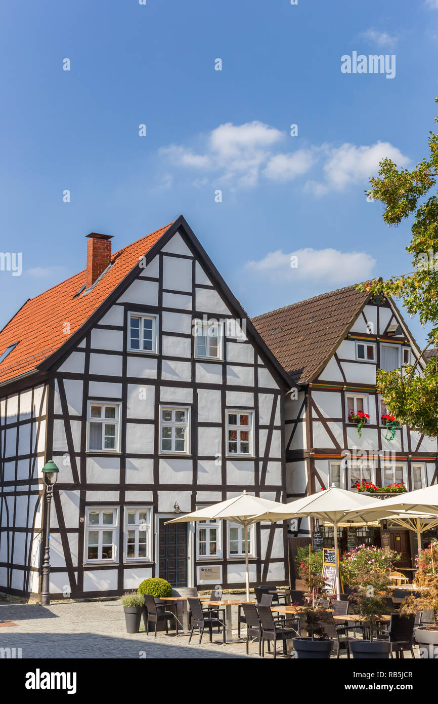 Cafe al Vreithof piazza del mercato a Soest, Germania Foto Stock
