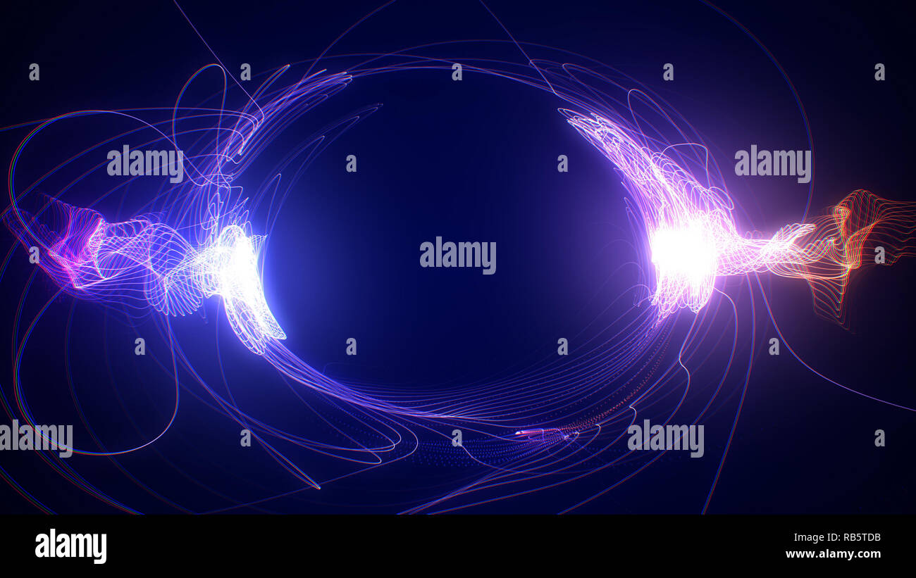 Abstract futuristico blu sci-fi plasma forma circolare con energia colpi di luce Foto Stock