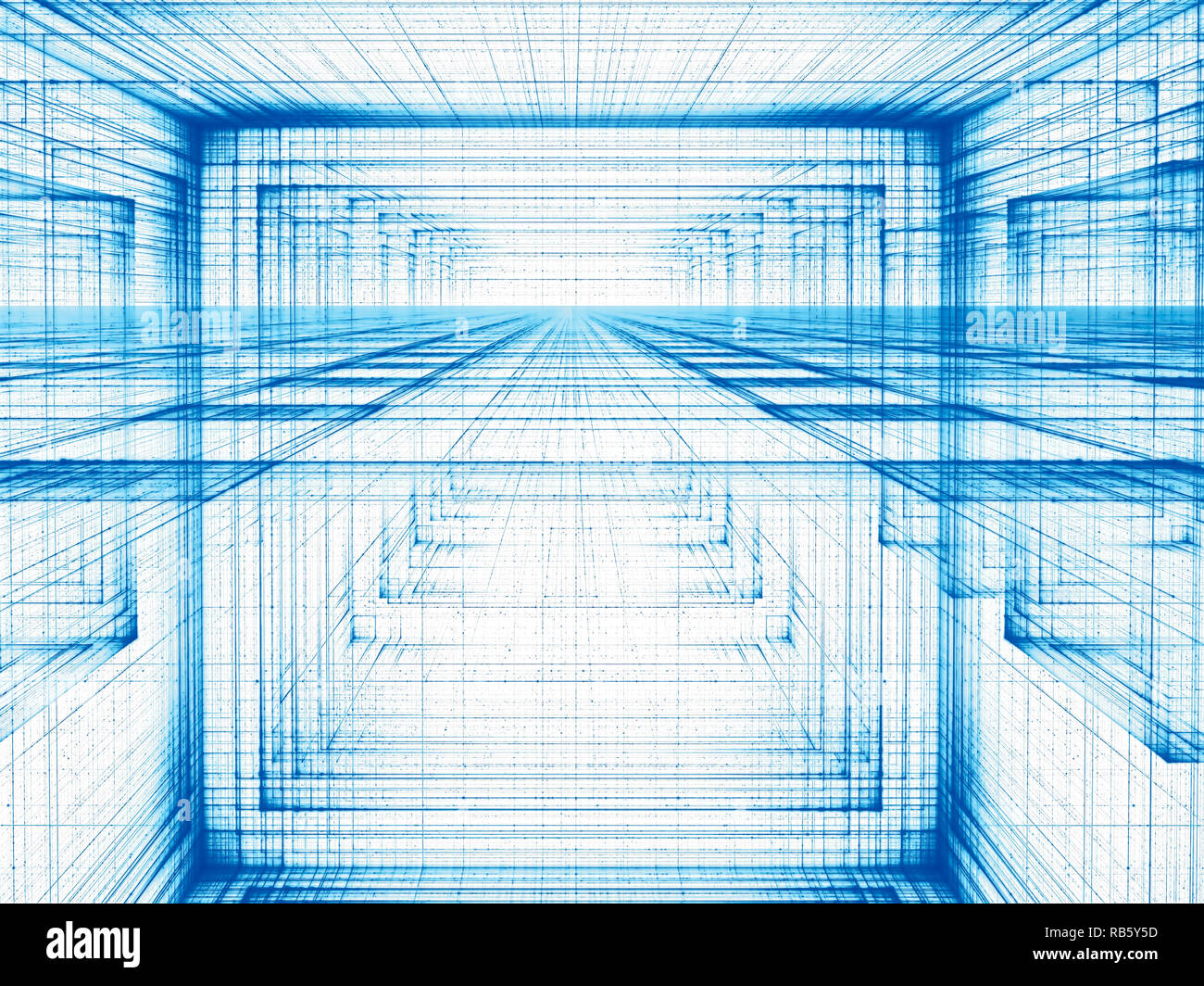 Abstract bianche e blu - tunnel o portale - digitall Foto Stock