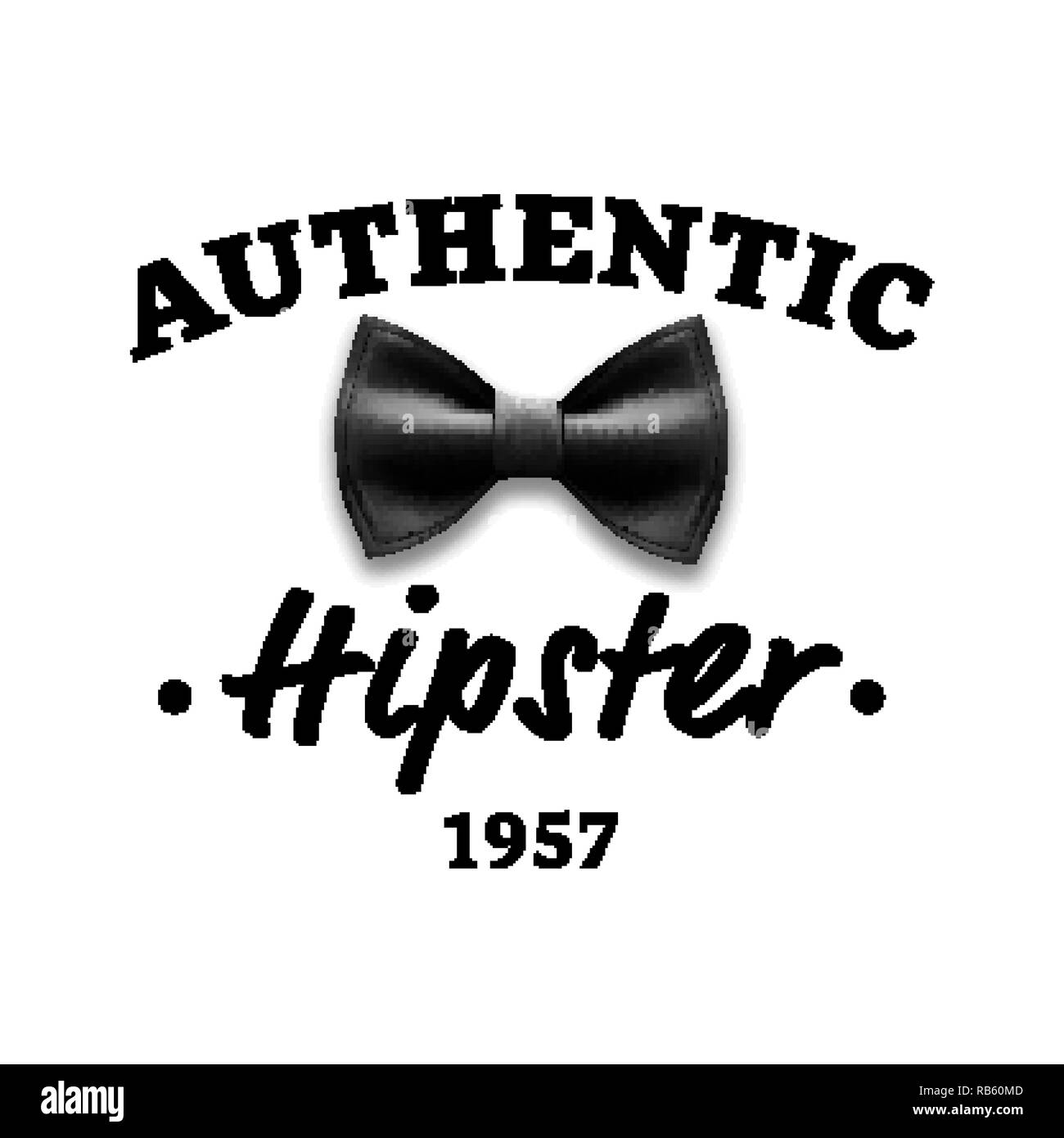 Autentico Hipster vettore etichetta. Il Brand Design elemento. Il filtro Bow Tie. Illustrazione realistica Illustrazione Vettoriale