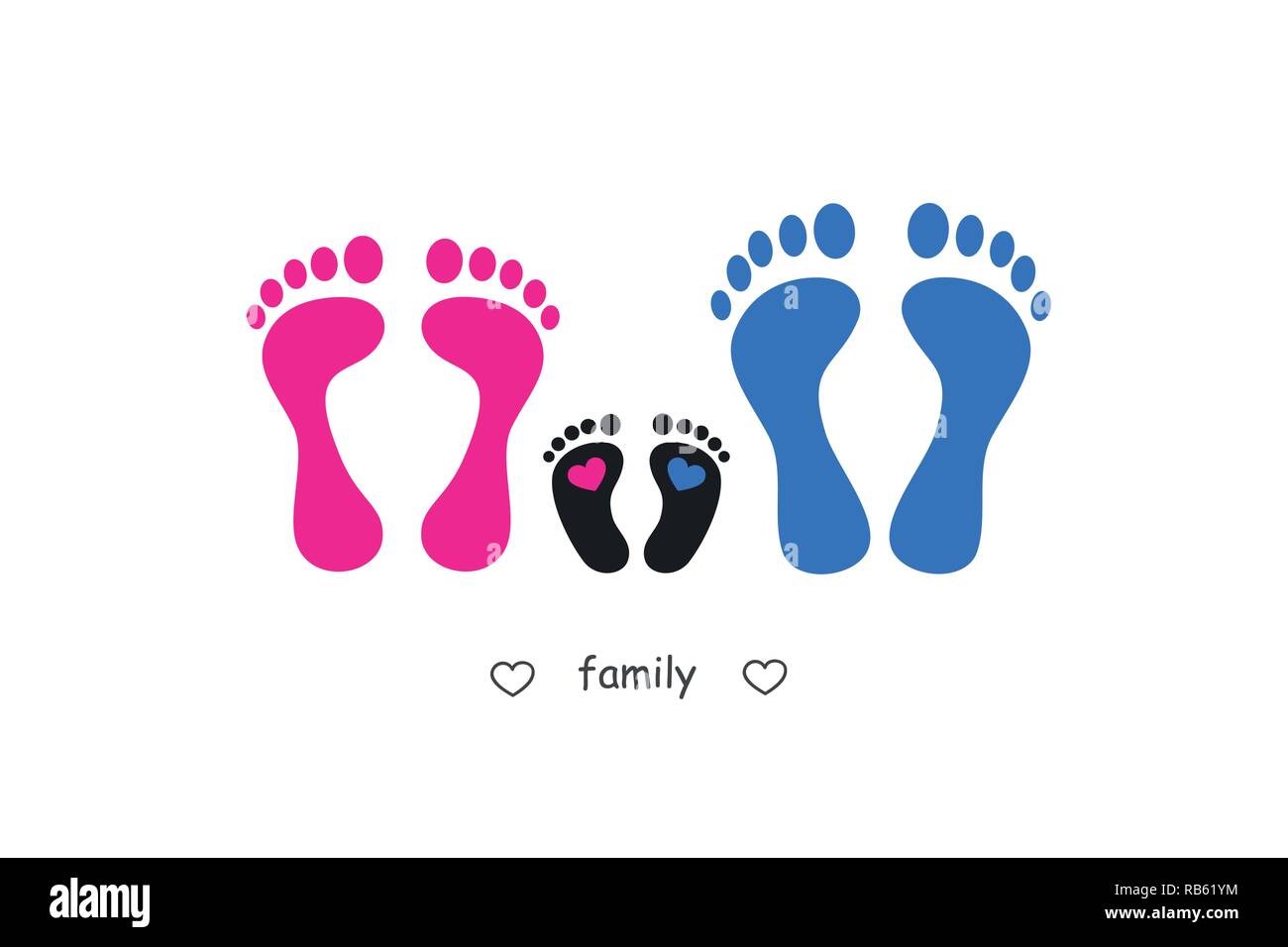 Footprint bambino madre e padre illustrazione vettoriale EPS10 Illustrazione Vettoriale