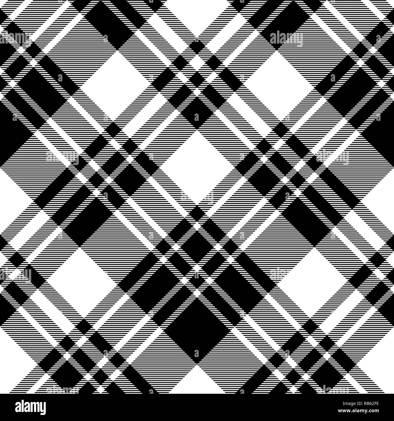 In bianco e nero in tessuto controllo texture seamless pattern. Illustrazione Vettoriale. Illustrazione Vettoriale
