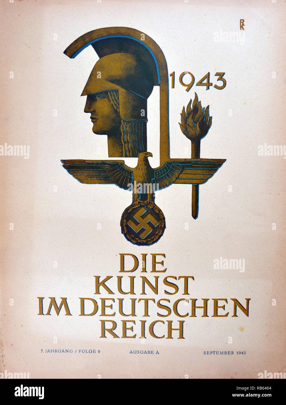 1943 Copertura del 'Die Kunst im deutschen Reich" (l'arte nel Reich tedesco) è stato pubblicato per la prima volta nel gennaio 1937 da Gauleiter Adolf Wagnerand più tardi rilasciato sotto la direzione di Adolf Hitler stesso. Foto Stock