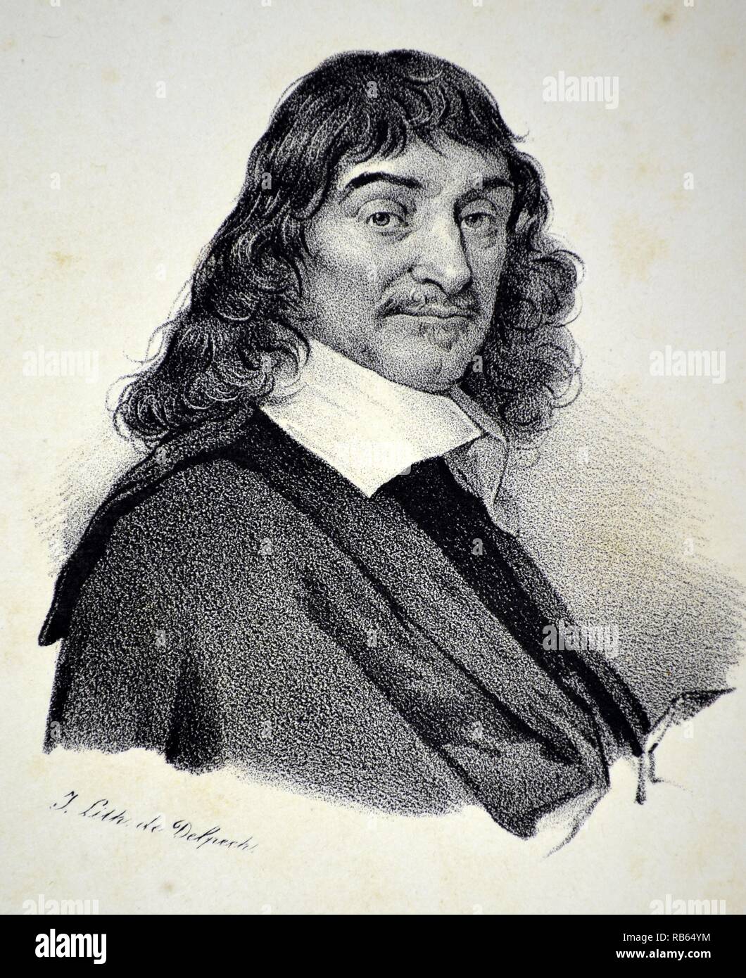 Rene Descartes (650) francese matematico e filosofo. Litografia, Parigi, c1840. Foto Stock