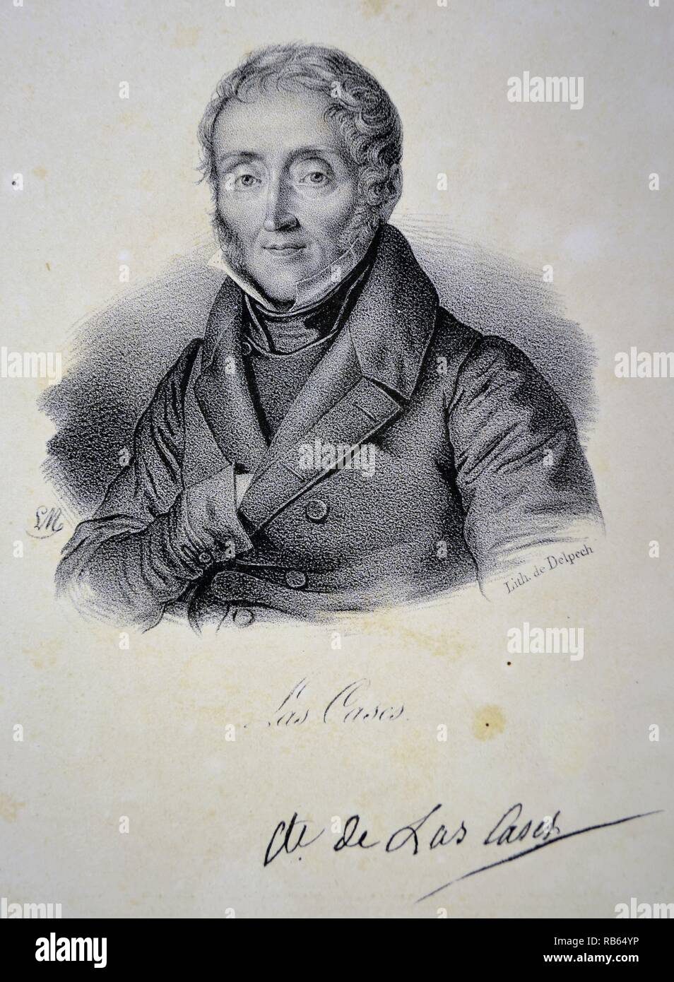 Emmanuel, Comte de las casi (1766-1842), scrittore francese e atlas-maker. Ha pubblicato il suo famoso atlas mentre in esilio a Londra nel 1801. Litografia, Parigi, c1840. Foto Stock