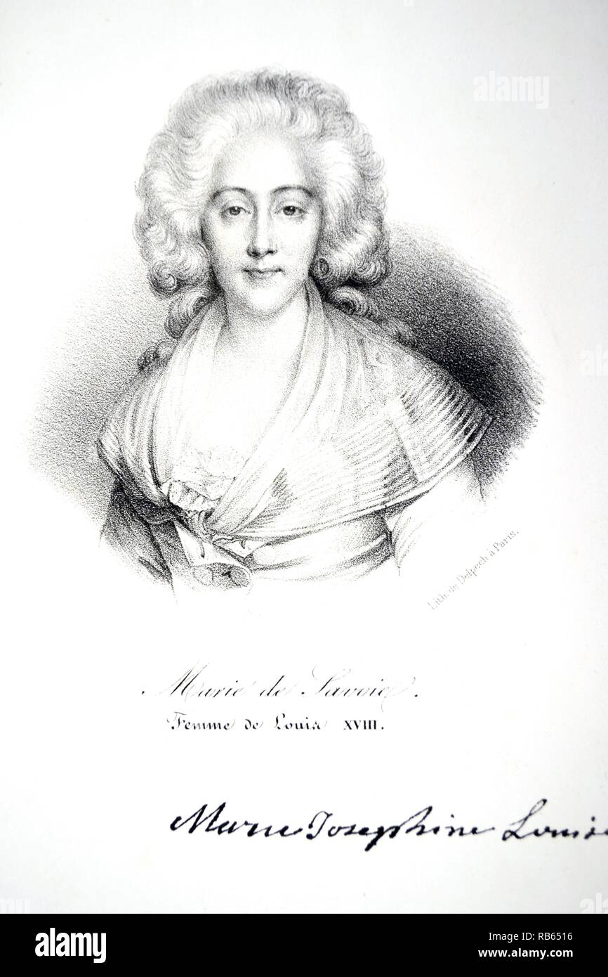 Maria Giuseppina di Savoia (1753-1810), moglie di Louis Stanislas Saverio della Francia, fratello di Luigi XVI che divenne Louis XVIII. Foto Stock