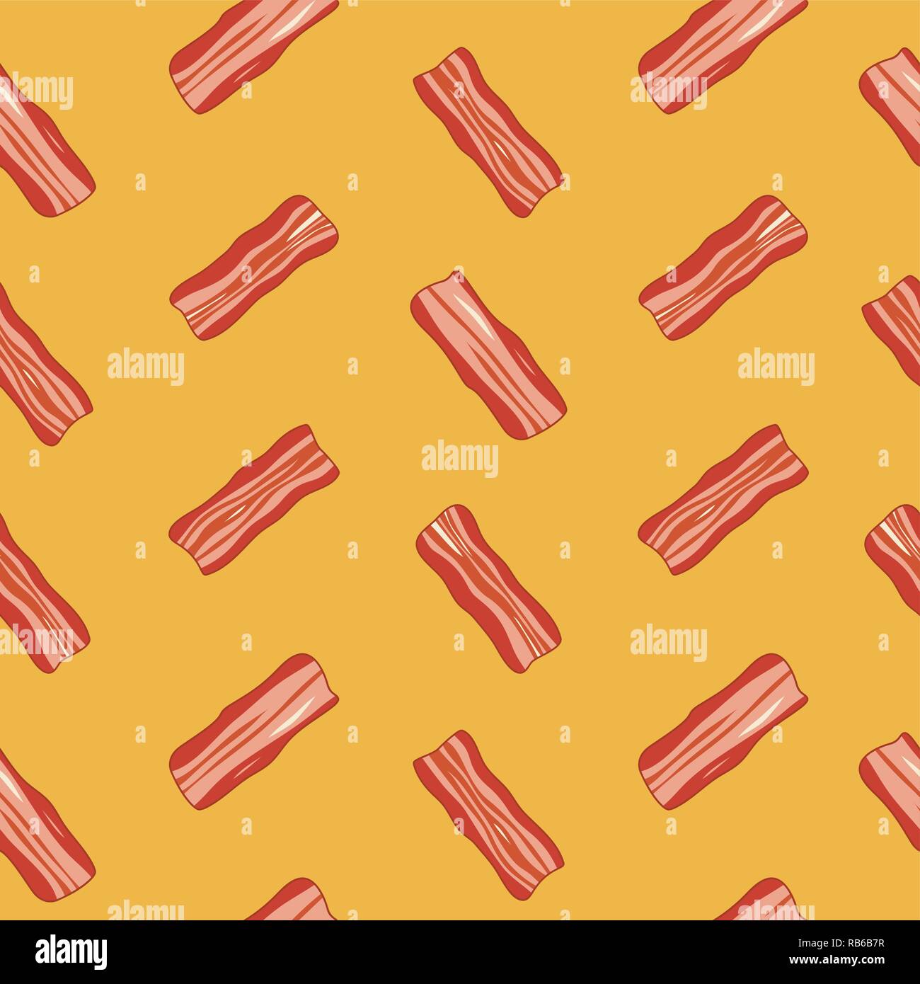 Vector seamless pattern colazione con fette di pancetta. design piatto di prosciutto pancetta slice in background senza giunture Illustrazione Vettoriale