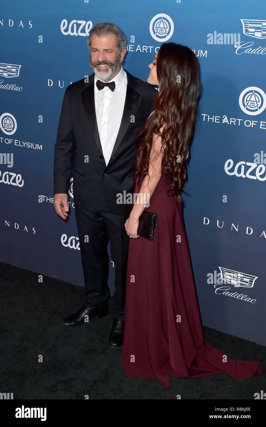 Mel Gibson e la sua fidanzata Rosalind Ross frequentando l'arte di Elysium la dodicesima celebrazione annuale - il cielo su Gennaio 5, 2019 a Los Angeles, California. Foto Stock