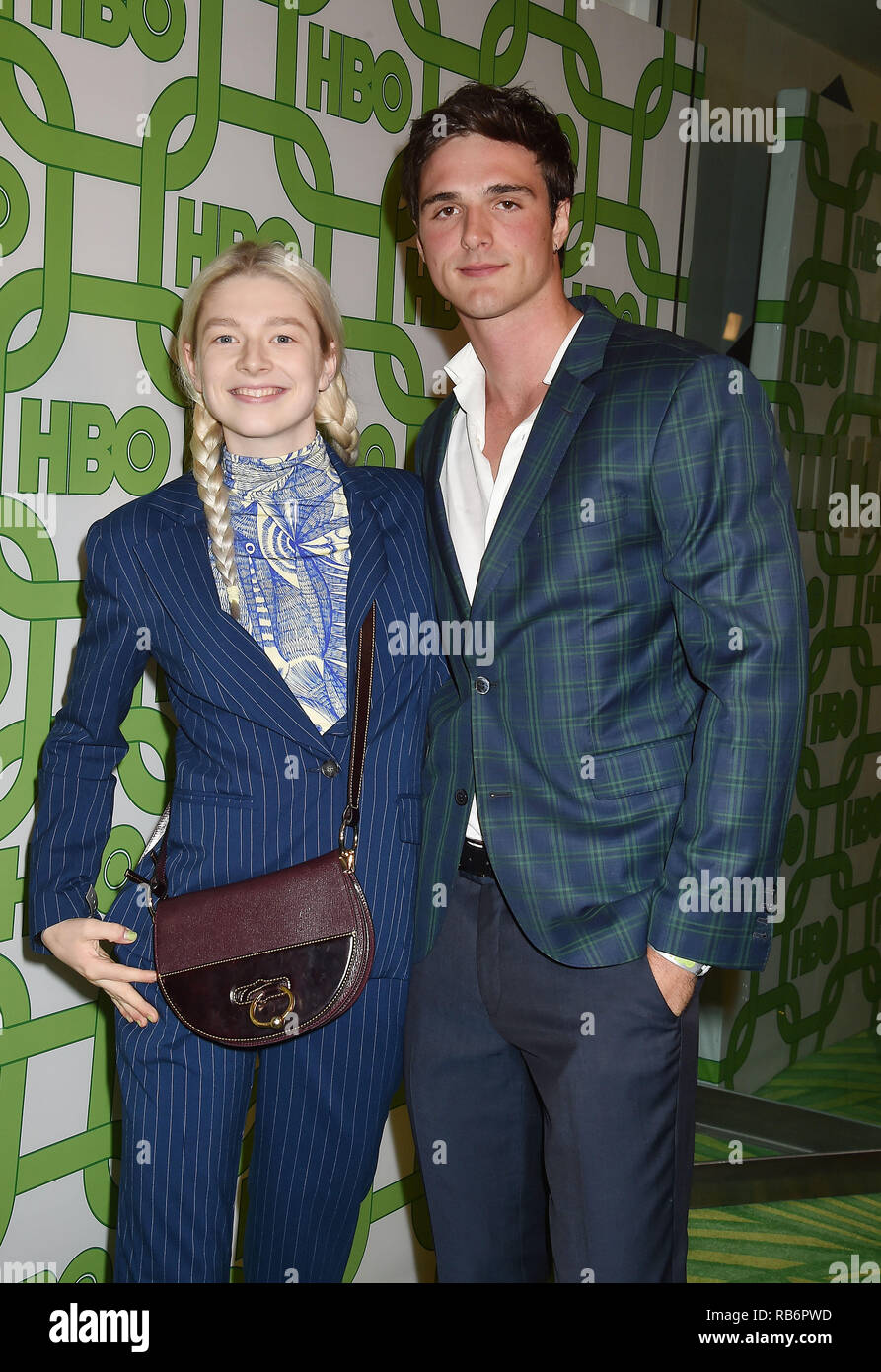 BEVERLY HILLS, CA - gennaio 06: Giacobbe Elordi (R) e assistere gli ospiti del HBO ufficiali Golden Globe Awards After Party a circa 55 ristorante presso il Beverly Hilton Hotel il 6 gennaio 2019 a Beverly Hills, la California. Credito: Jeffrey Mayer/Alamy Live News Foto Stock