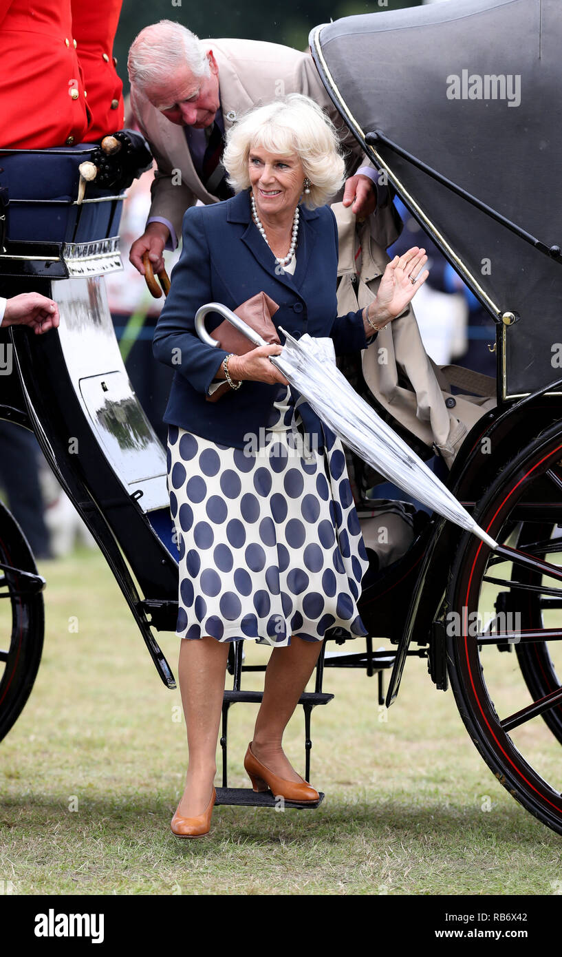 La duchessa di Cornovaglia frequentare il Sandringham Flower Show tenutosi presso il Royal Station wagon in Norfolk. Un giorno di show attira circa 20.000 visitatori ogni Foto Stock