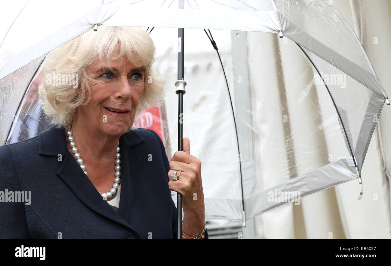 La duchessa di Cornovaglia frequentare il Sandringham Flower Show tenutosi presso il Royal Station wagon in Norfolk. Un giorno di show attira circa 20.000 visitatori ogni Foto Stock