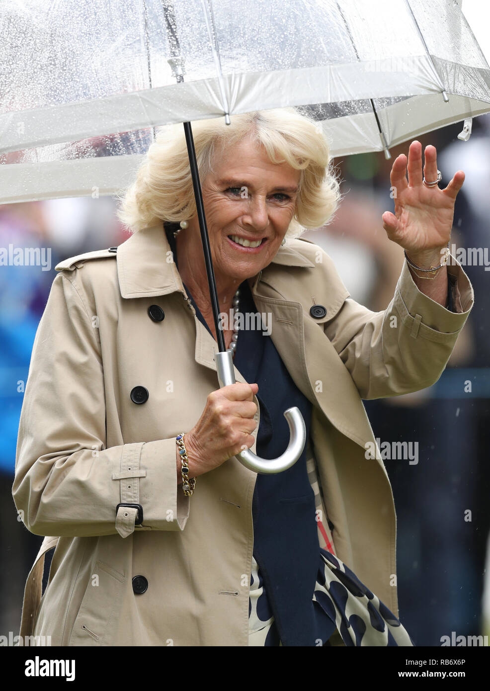 La duchessa di Cornovaglia frequentare il Sandringham Flower Show tenutosi presso il Royal Station wagon in Norfolk. Un giorno di show attira circa 20.000 visitatori ogni Foto Stock