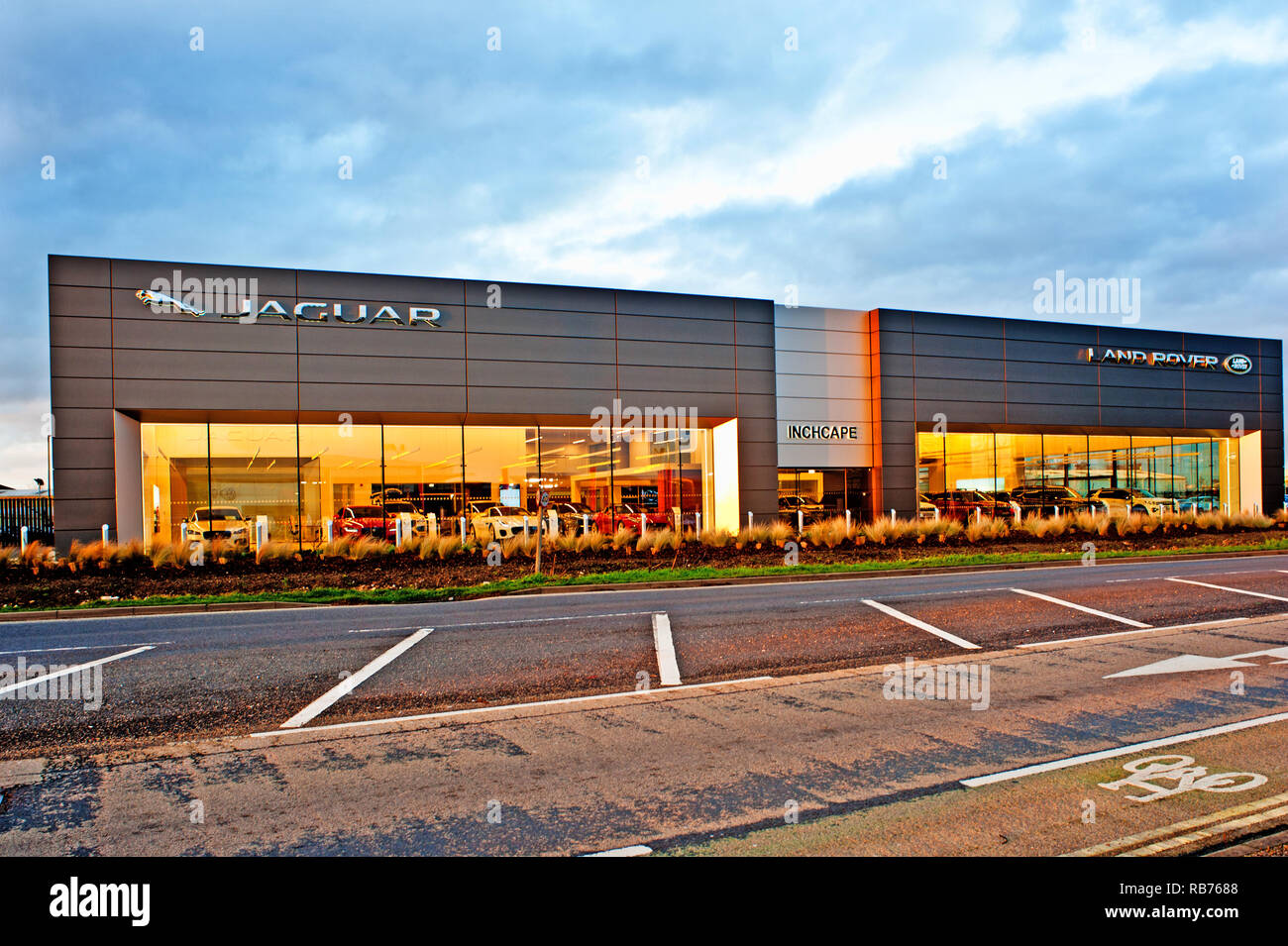 Inchcape Landrover e Jaguar Dealers, Clifton Moor, York, Inghilterra Foto Stock