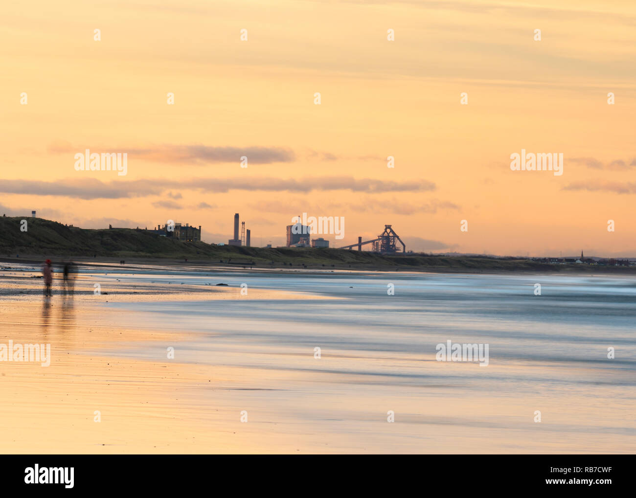 Saltburn spiaggia al tramonto Foto Stock