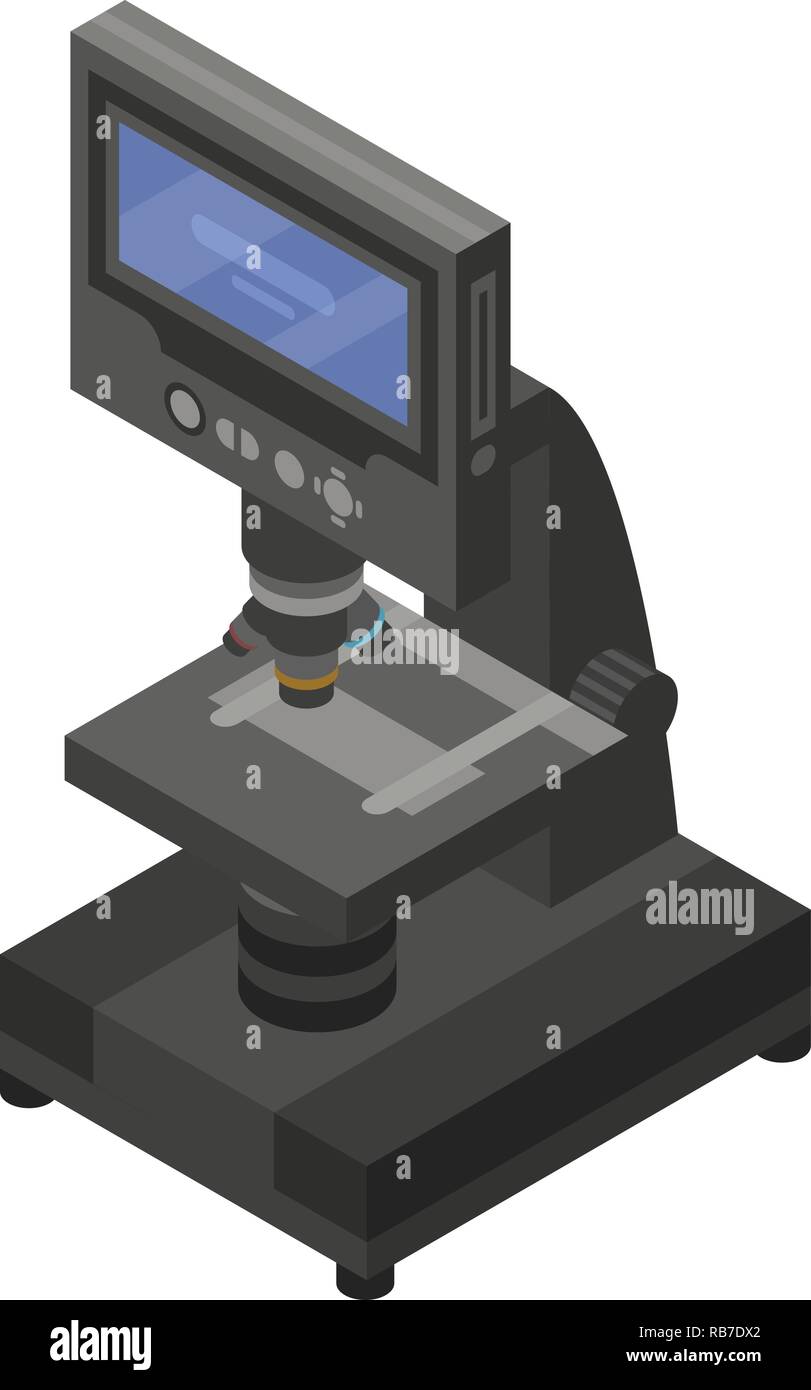 Microscopio digitale icona, stile isometrico Immagine e Vettoriale