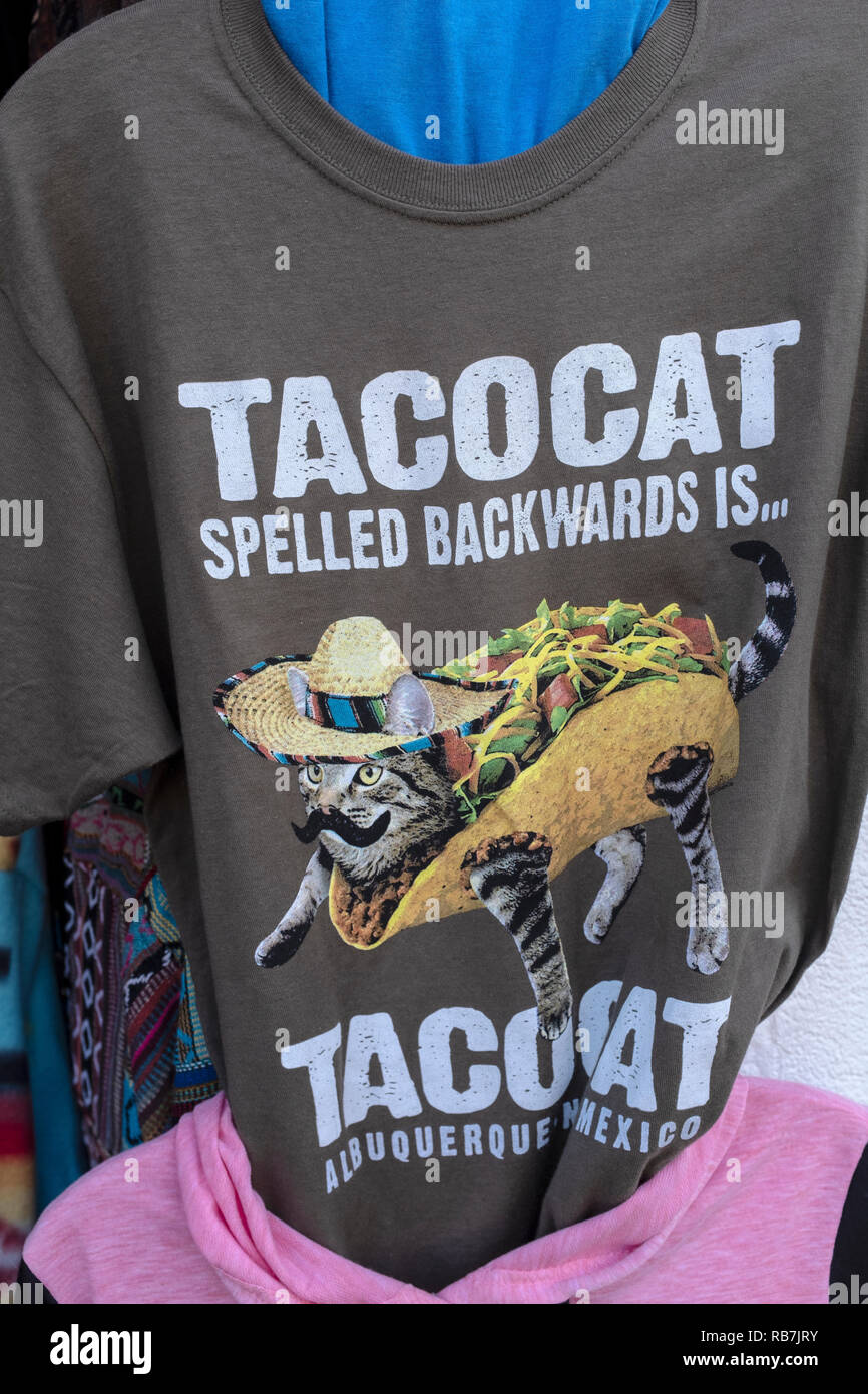 "Tacocat" t-shirt in Old Town Albuquerque, Nuovo Messico Foto Stock
