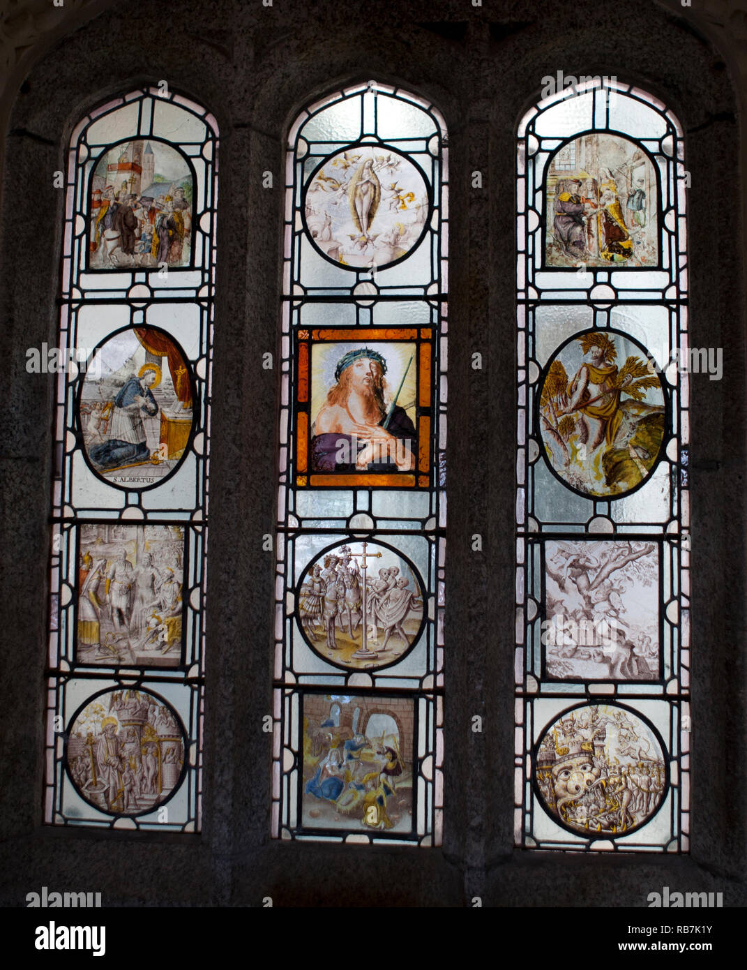 Vetrata di St Michael's Mount edificio principale Foto Stock