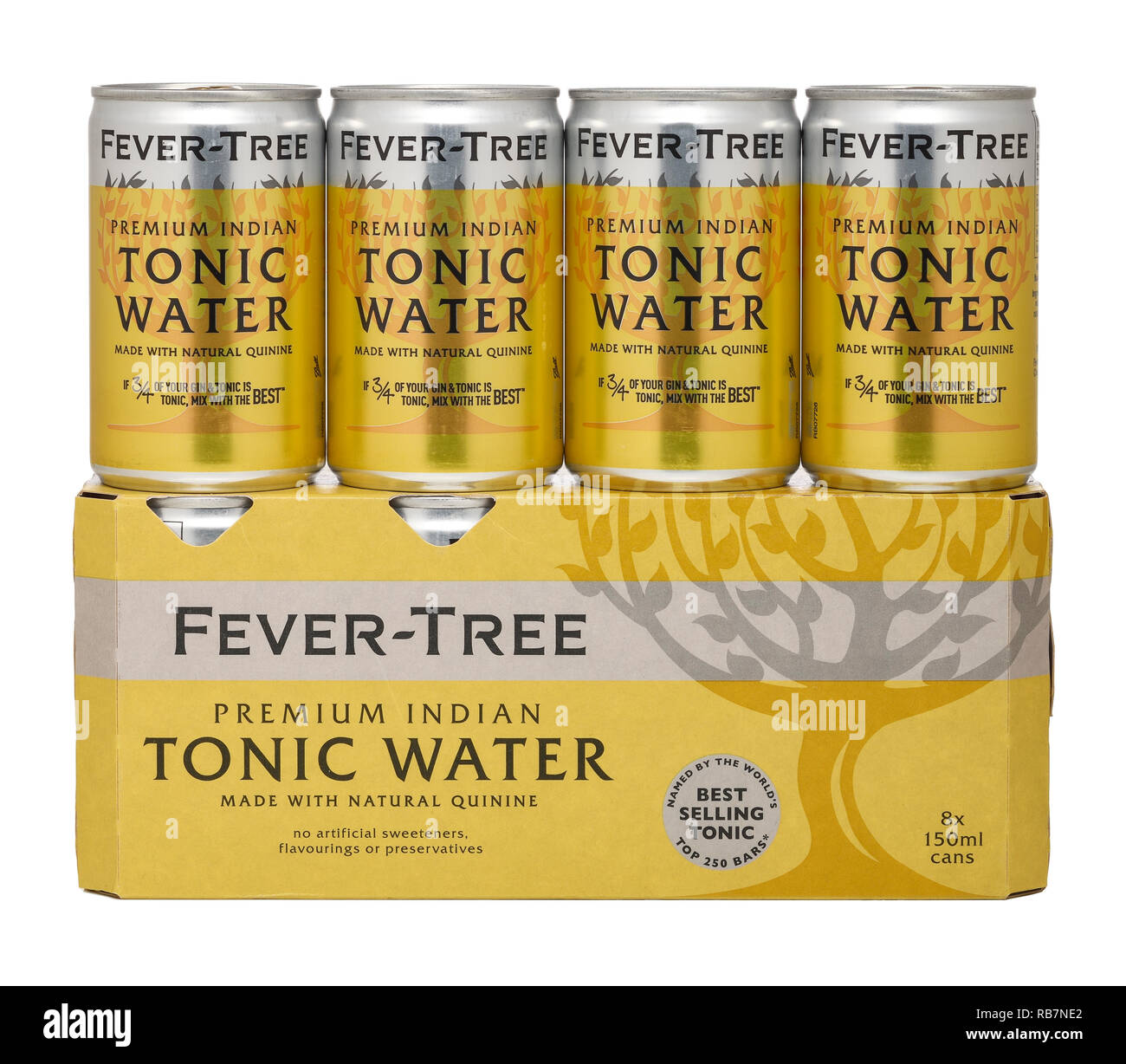150ml Lattine di Premium Fevertree Indian Tonic acqua Foto Stock