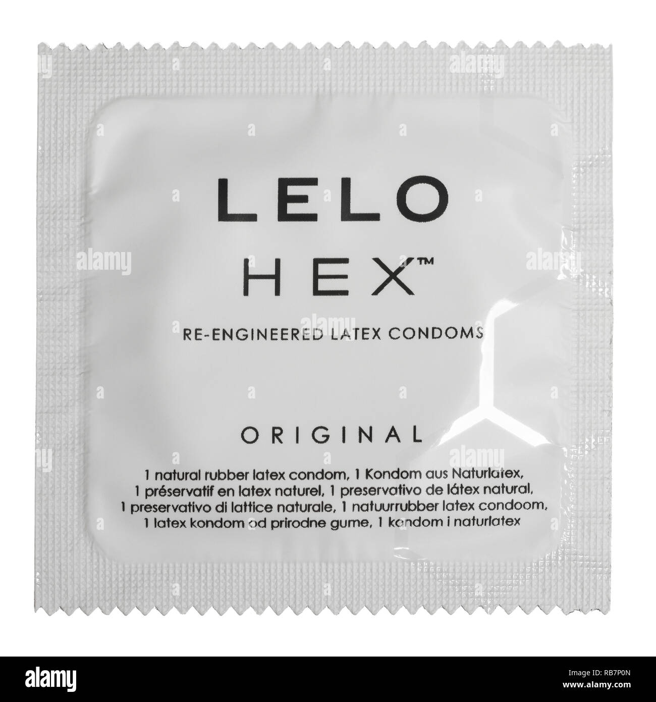 Un Lelo esagonale condom in lattice Foto Stock