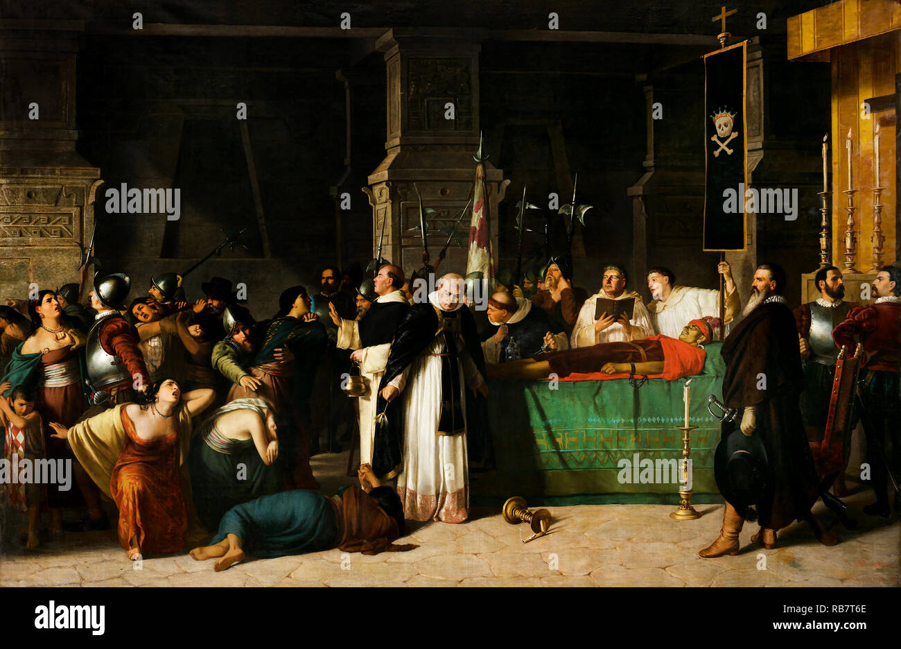 Luis Montero, i funerali di Inca Atahualpa 1867 olio su tela, Museo d'Arte di Lima MALI, Lima, Perù. Foto Stock