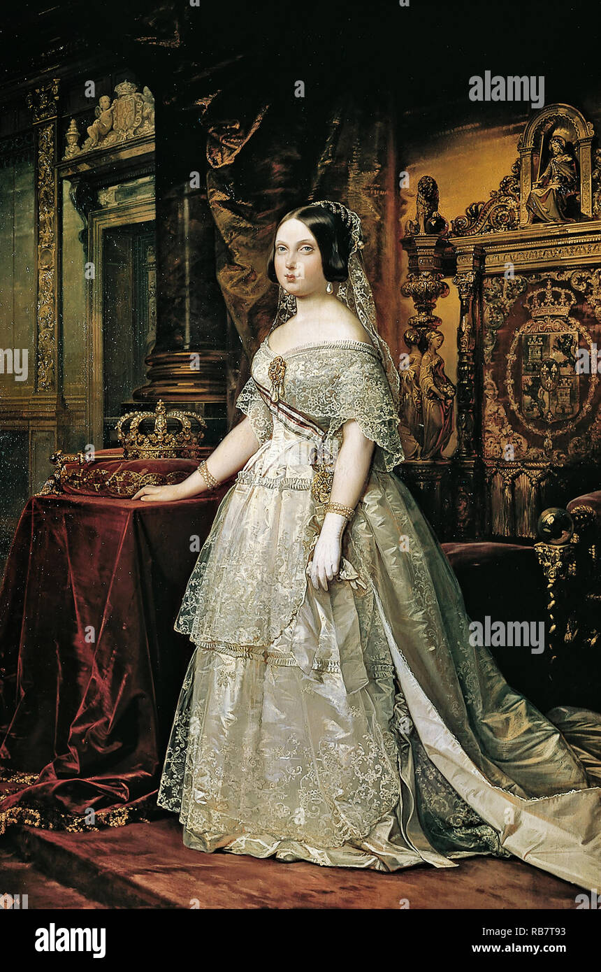 Federico de Madrazo y Kuntz, Isabella II di Spagna 1844 olio su tela, della Reale Accademia di Belle Arti di San Fernando, Madrid, Spagna. Foto Stock