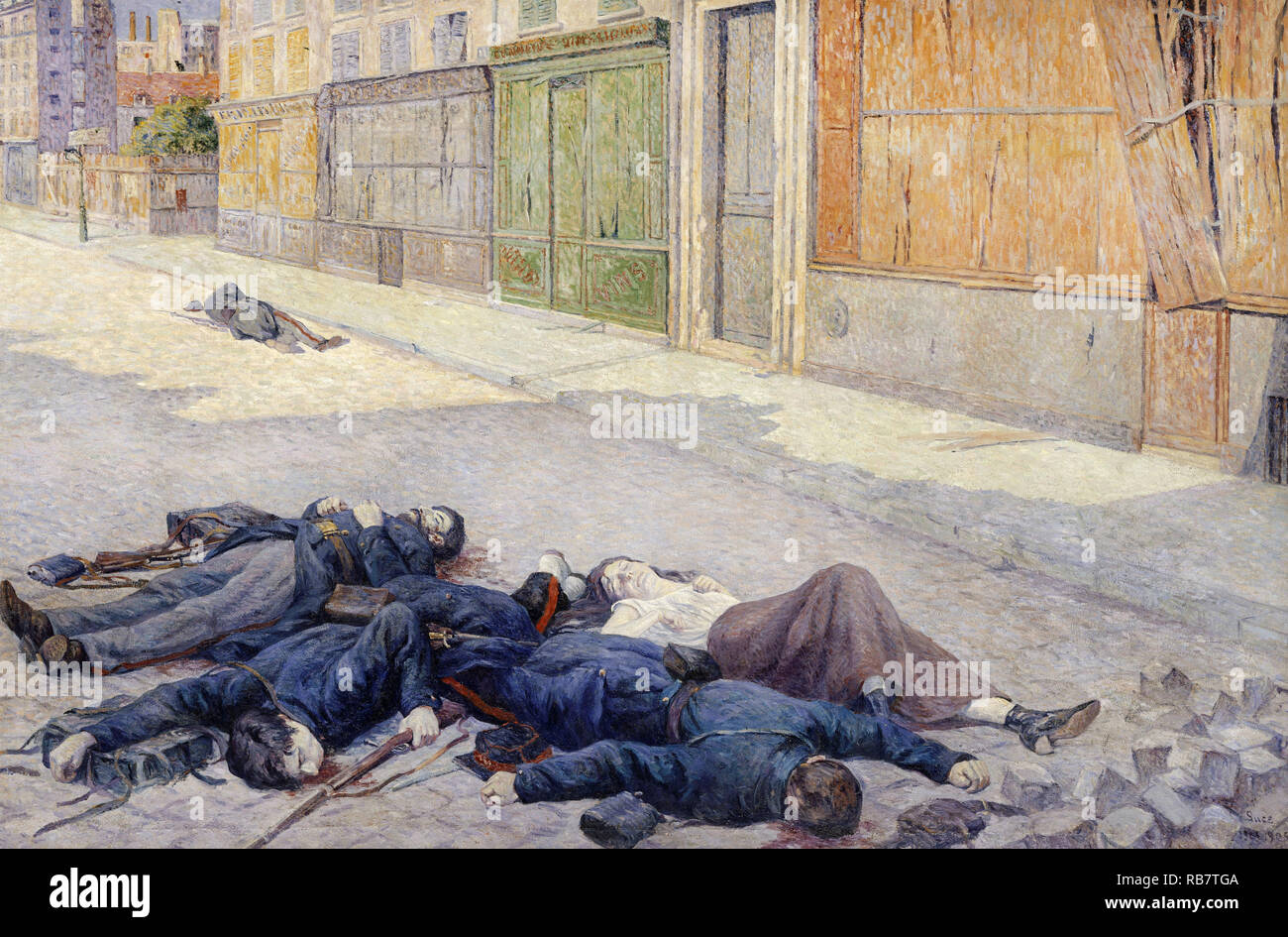 Da Maximilien Luce una strada a Parigi nel maggio 1871, circa 1903-1906 Olio su tela, il Musee d'Orsay, Parigi, Francia. Foto Stock
