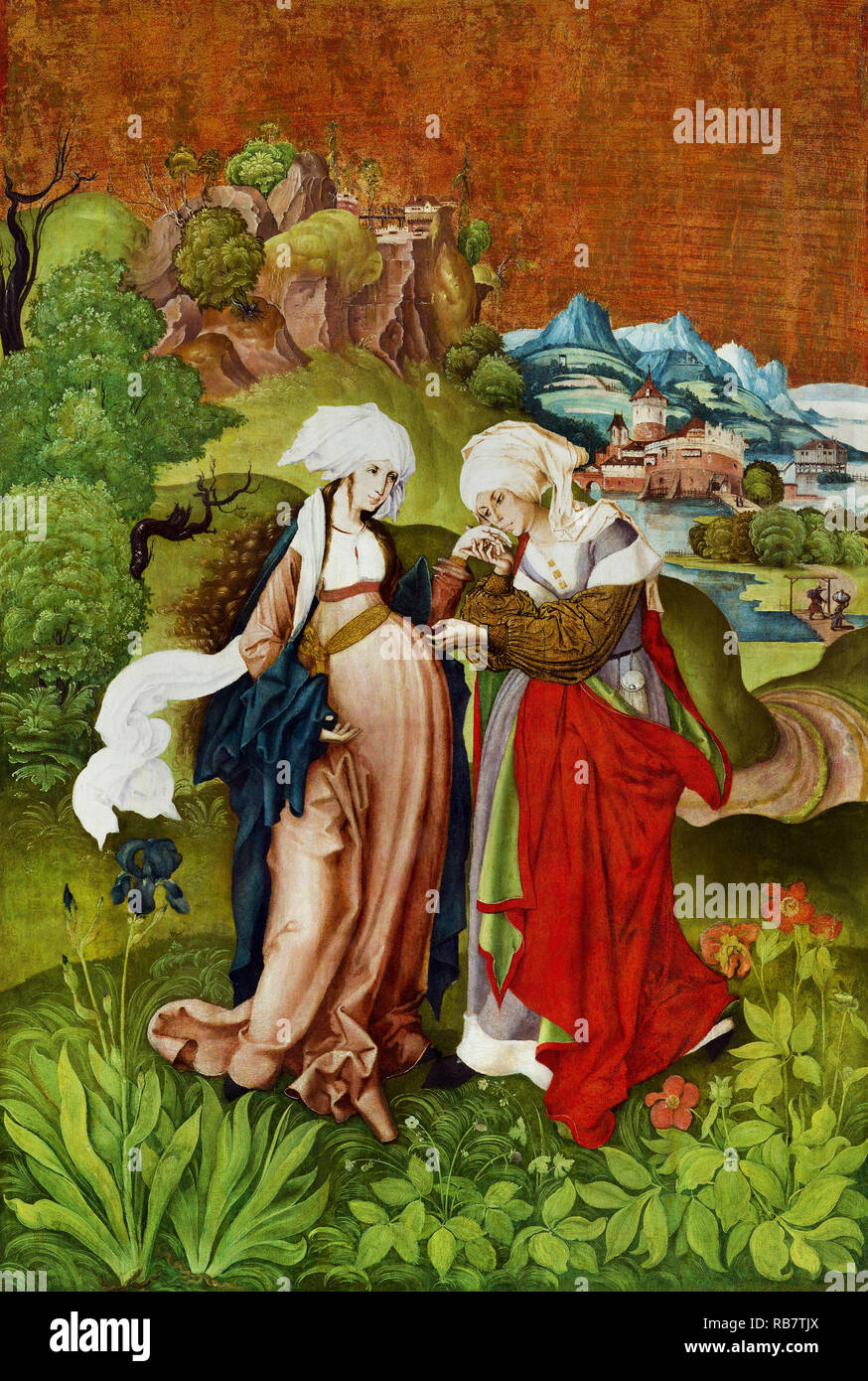 Master MS, martora Schwartz, la Visitazione, da Selmecbanya 1506 Tempera, Galleria Nazionale Ungherese, Budapest, Ungheria. Foto Stock