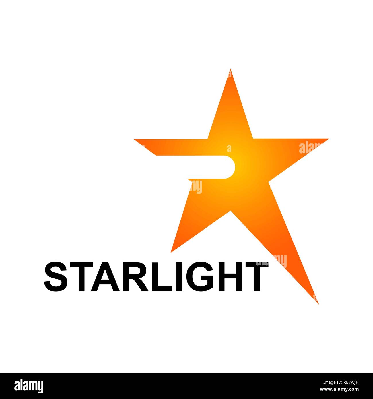 Starlight modello logo in arancione star concetto. Illustrazione Vettoriale Illustrazione Vettoriale