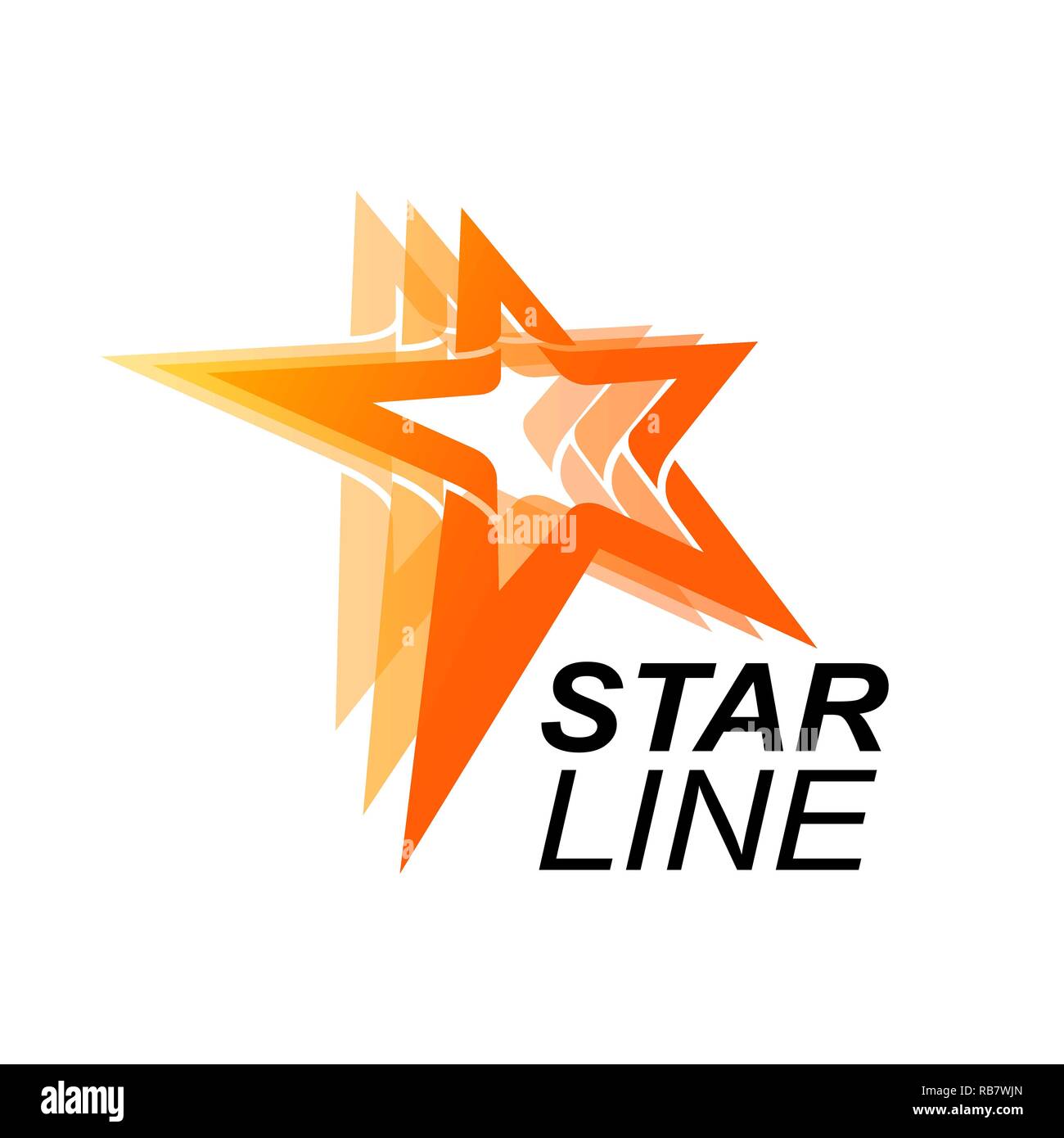 Star line modello logo in arancione star concetto. Illustrazione Vettoriale Illustrazione Vettoriale