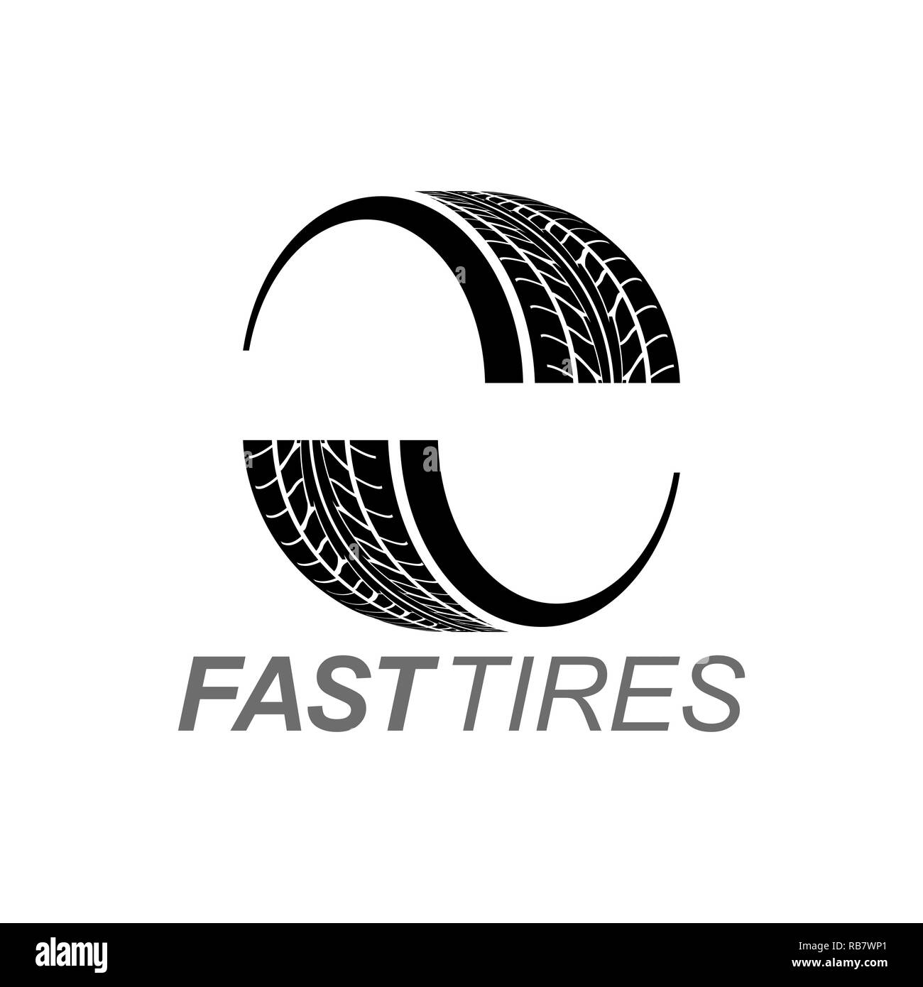 Illustrazione fast pneumatici in colore nero logo concept design template idea Illustrazione Vettoriale