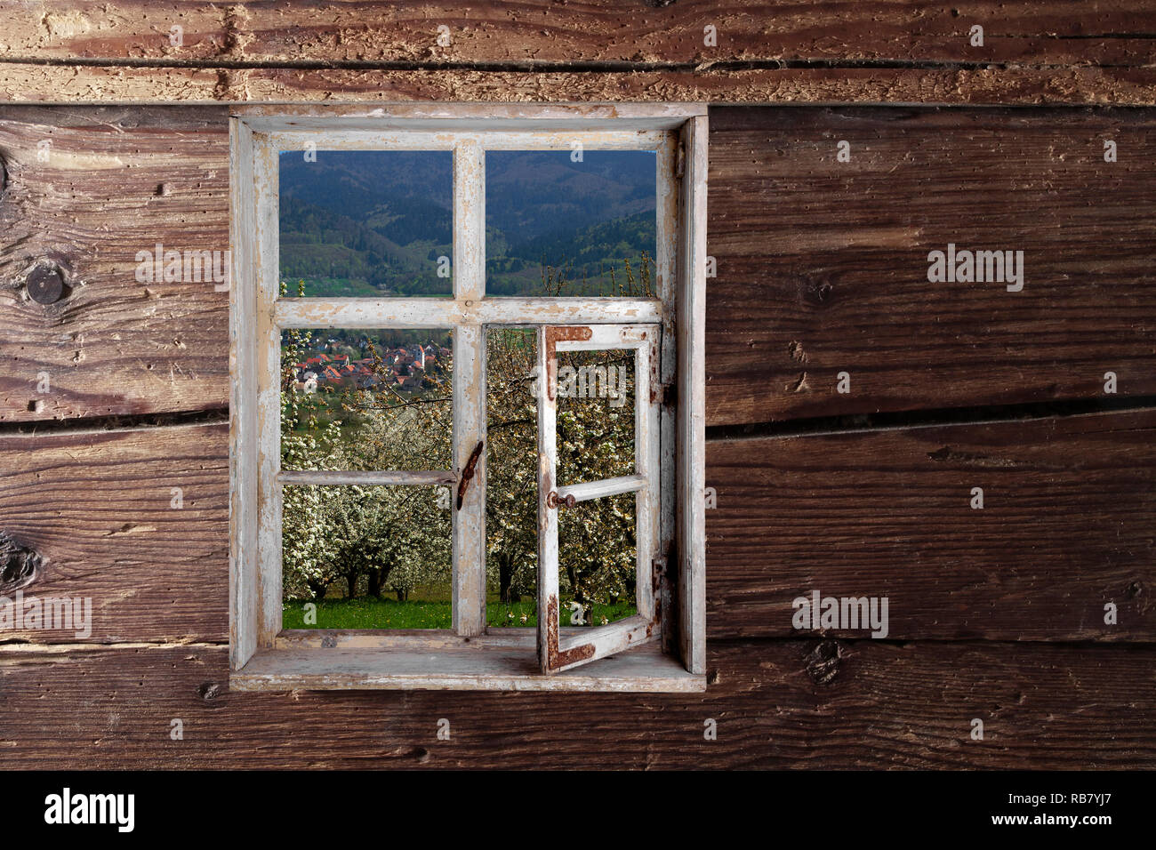 Blick aus dem Fenster Foto Stock