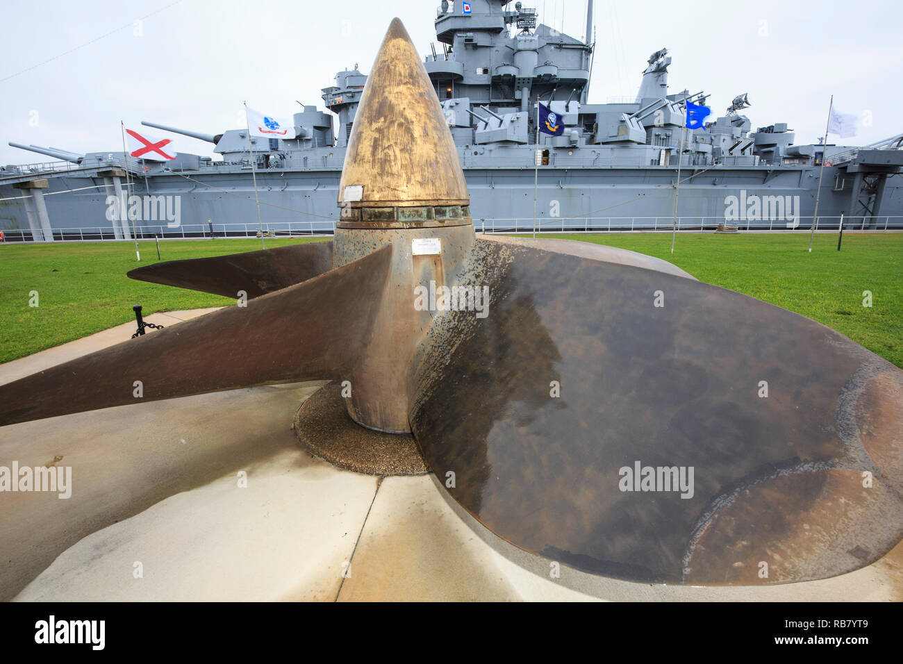 Elica dall'USS Alabama, corazzata databili dalla seconda guerra mondiale 2. Foto Stock
