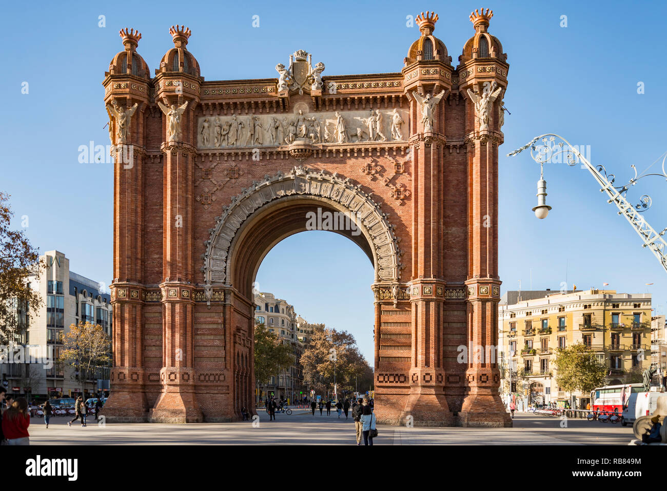 L'Arc de Triomf, uno del più famoso di Barcellona, Spagna. Foto Stock
