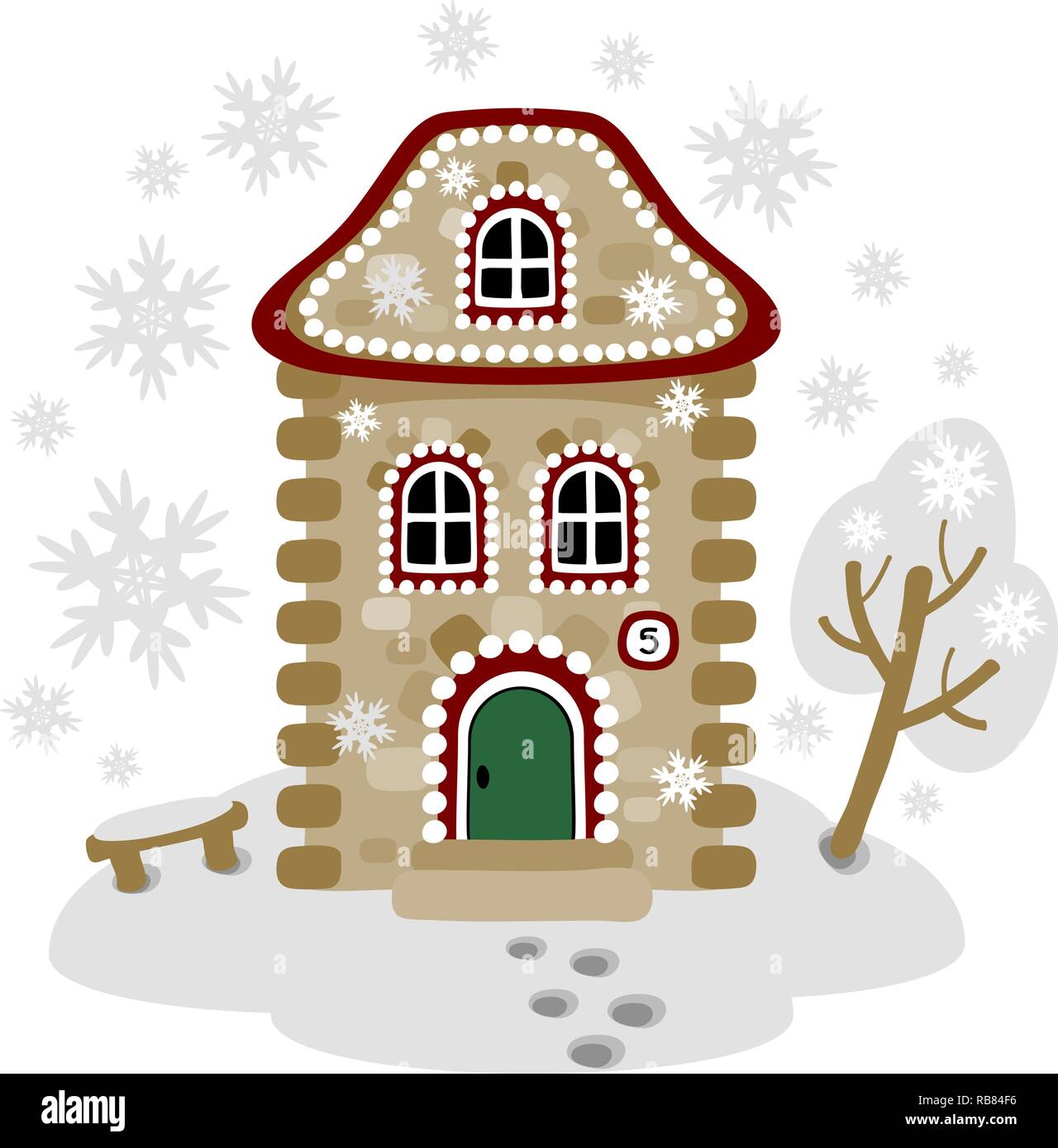 Winter card con gingerbread house. Immagine vettoriale. Eps 10 Illustrazione Vettoriale
