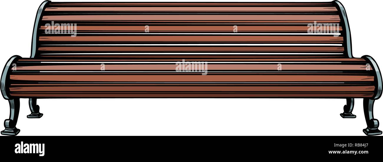 Una panchina nel parco isolare su sfondo bianco. La Pop art retrò illustrazione vettoriale kitsch vintage Illustrazione Vettoriale