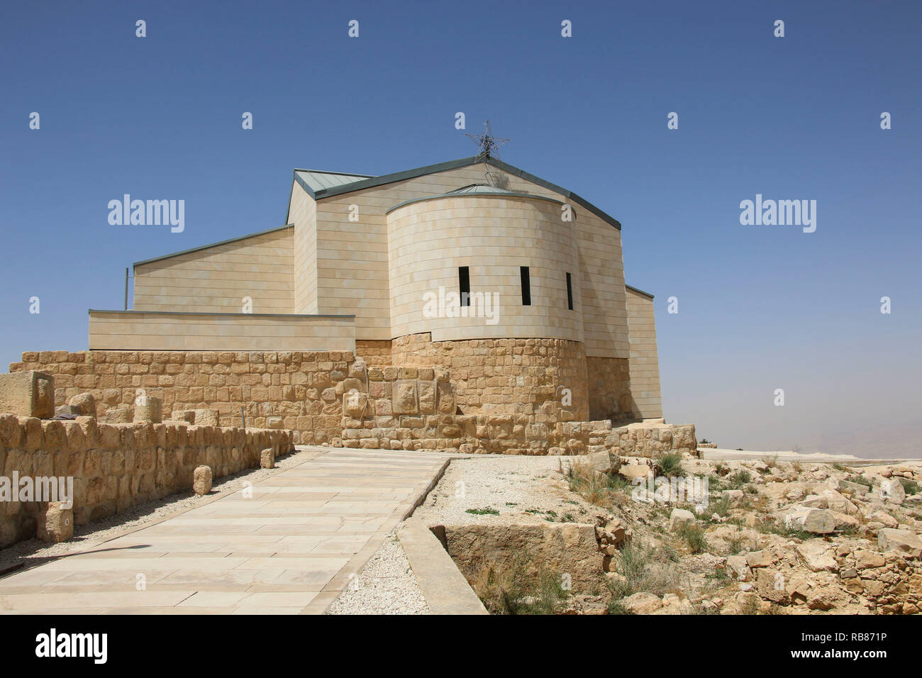 Basilica di Mosè (Memoriale di Mosè), il Monte Nebo, Giordania Foto Stock