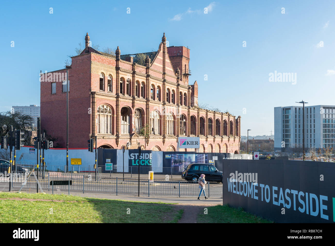 Abbandonati fabbrica vittoriana che fa parte delle serrature Eastside sito di riqualificazione a Belmont fila in Eastside, Birmingham Foto Stock