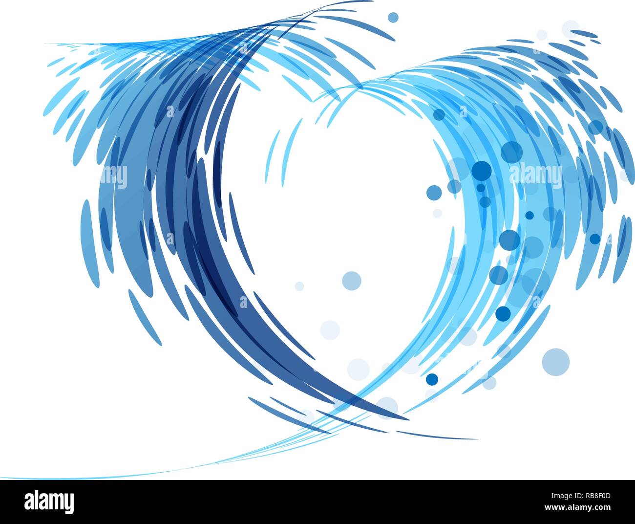 Spruzzi di acqua in forma di cuore isolato su sfondo bianco Illustrazione Vettoriale