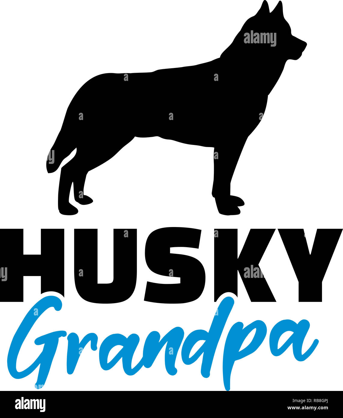 Husky nonno silhouette in nero Foto Stock
