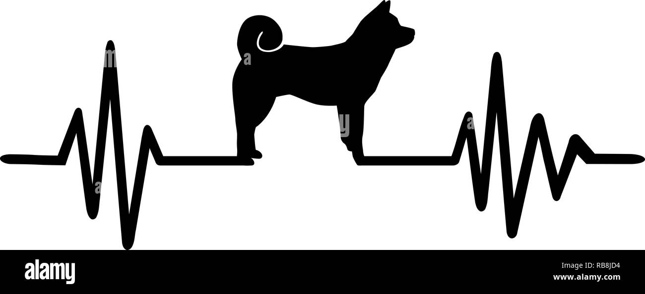 Impulso di heartbeat di linea con Shiba Inu silhouette del cane Foto Stock