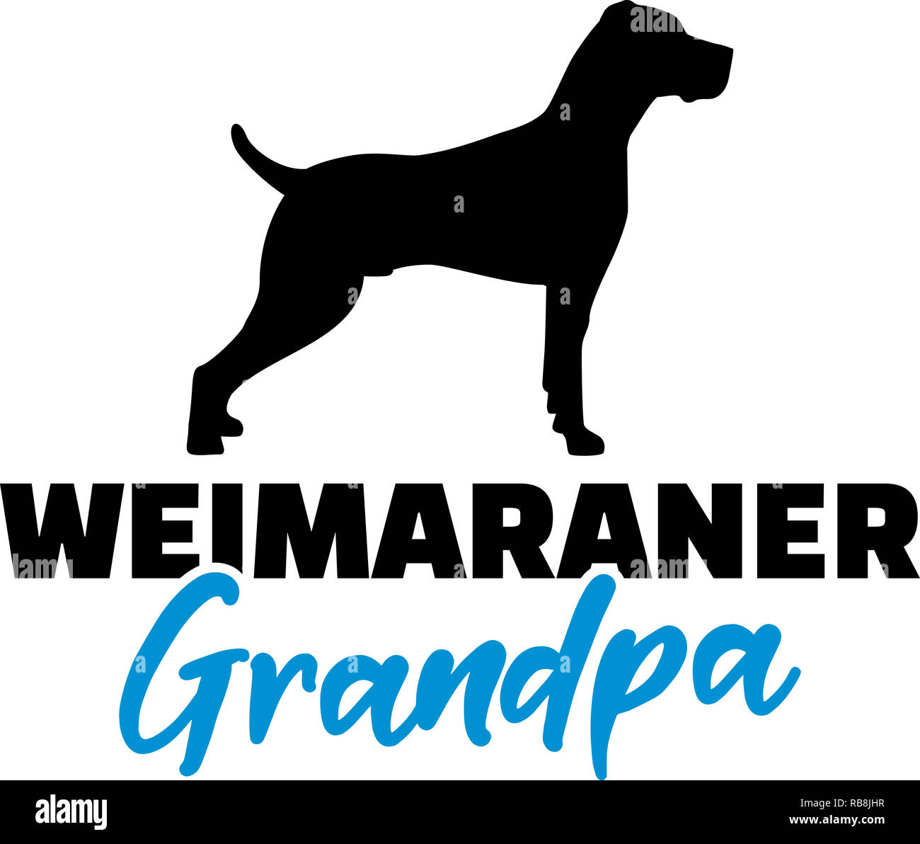 Weimaraner nonno silhouette in nero Foto Stock