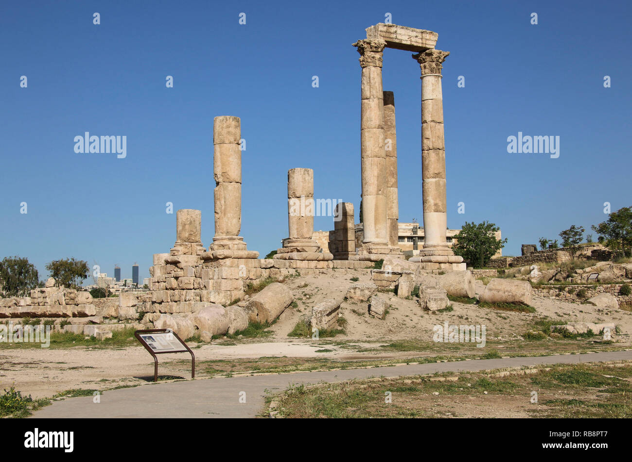 Tempio di Ercole della cittadella di Amman complessa (Jabal al-Qal'a), Amman, Giordania. Foto Stock